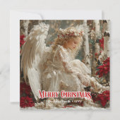 Unique angelic angel red gold festive beautiful   feestdagenkaart (Voorkant)