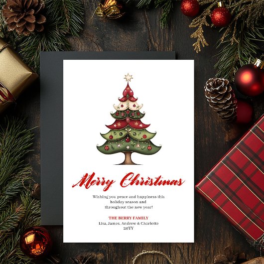 Unique Artistic Christmas Tree Greeting Template Feestdagenkaart
