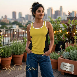 Unique Black and Metallic Gold Eye-catching Tanktop