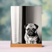 Unique Black and White Pug Dog Portrait Acryl Bord (Neutraal)