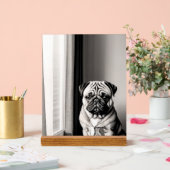 Unique Black and White Pug Dog Portrait Acryl Bord (Huwelijk)