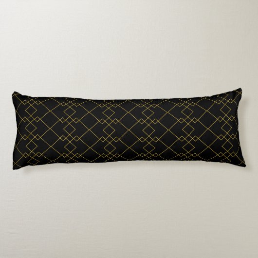 Unique Black Body Pillow Featuring Gold Box Design Lichaamskussen (Achterkant)