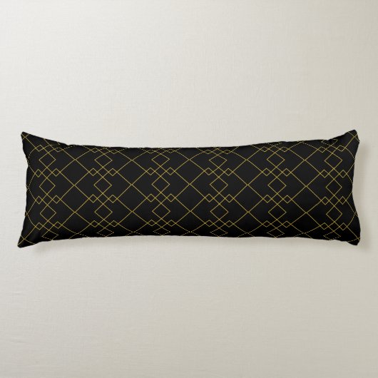 Unique Black Body Pillow Featuring Gold Box Design Lichaamskussen (Voorkant)