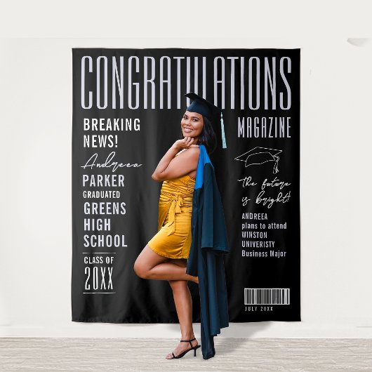 Unique Black Congratulations Grad Magazine Welcome Wandkleed