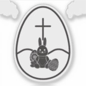 Unique Black Rabbit In Egg Sticker (Voorkant)