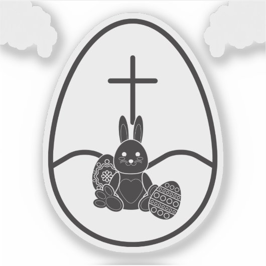 Unique Black Rabbit In Egg Sticker (Voorkant)