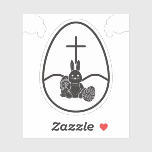 Unique Black Rabbit In Egg Sticker (Vel)