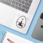 Unique Black Rabbit In Egg Sticker (Laptop met iPhone)