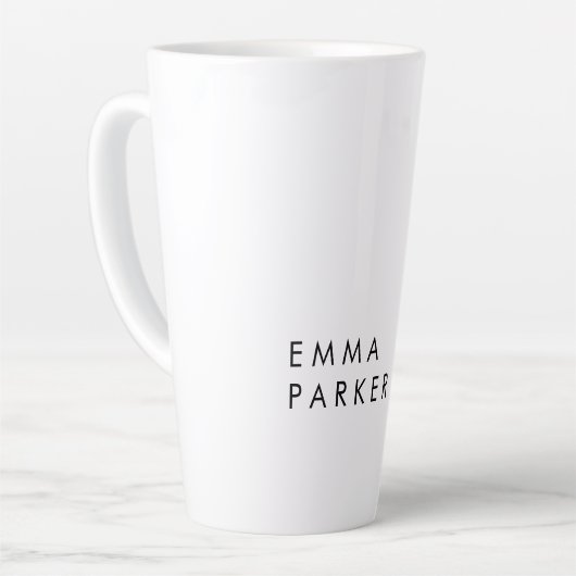 Unique Black White Trendy Jouw naam toevoegen Latte Mok (Linkerhoek)