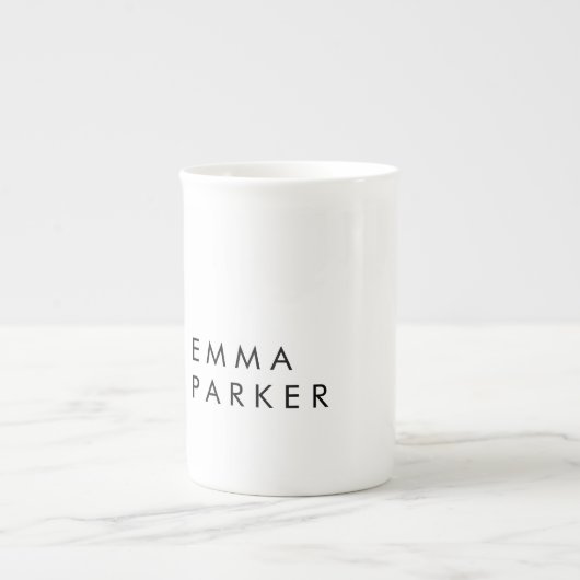 Unique Black White Trendy Jouw naam toevoegen Porselein Kop (Voorkant)