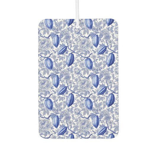 Unique Blue Toile Cocoa Chic Botanical Pattern Luchtverfrisser (Voorkant)