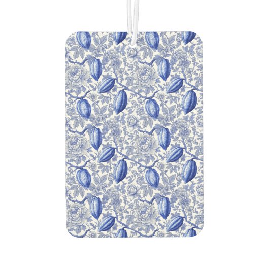 Unique Blue Toile Cocoa Chic Botanical Pattern Luchtverfrisser (Achterkant)