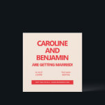 Unique Bold Red Text Modern Minimalist Wedding  Kaart<br><div class="desc">Announce your special day in style with this modern and minimalist wedding invitation. Featuring bold, red typography on a soft, neutral background, this design keeps it simple while making a strong statement. Perfect for couples planning a contemporary wedding, this invitation exudes sophistication with its clean lines and straightforward layout. Whether...</div>