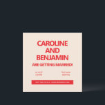 Unique Bold Red Text Modern Minimalist Wedding  Kaart<br><div class="desc">Announce your special day in style with this modern and minimalist wedding invitation. Featuring bold, red typography on a soft, neutral background, this design keeps it simple while making a strong statement. Perfect for couples planning a contemporary wedding, this invitation exudes sophistication with its clean lines and straightforward layout. Whether...</div>