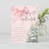 Unique Bow Girl's Baby Shower in the Winter Kaart (Staand voorkant)