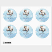 Unique Boy Baby Shower Sticker Blue Brown Teddy  (Vel)