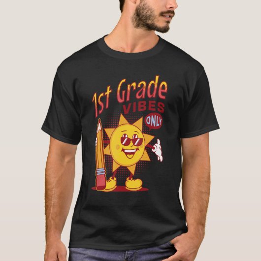 Unique Boys 1st Grade Vibes Only Back To School Ki T-shirt (Voorkant)