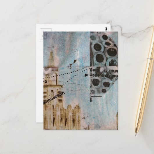 Unique Building Abstract Mixed Media Collage Briefkaart (Voorkant / Achterkant in situ)