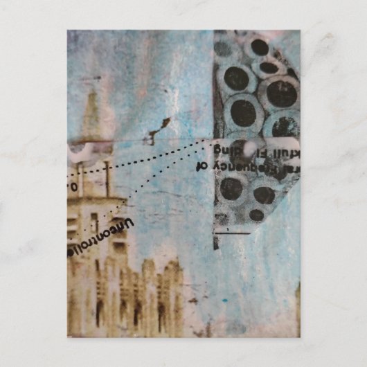 Unique Building Abstract Mixed Media Collage Briefkaart (Voorkant)