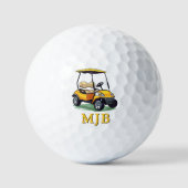 Unique Cart Golfer Personalized 3 Initial Monogram Golfballen (Voorkant)