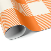 Unique & Chic Bold Orange & Cream Buffalo Plaid Cadeaupapier (Rol Hoek)