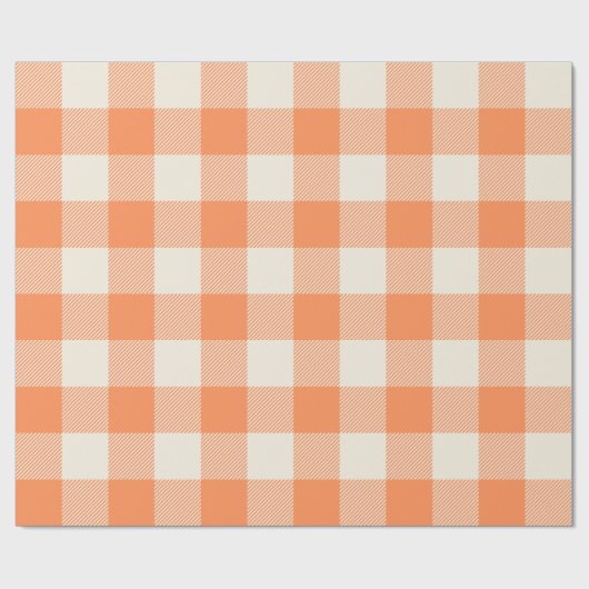 Unique & Chic Pale Orange & Cream Buffalo Plaid Cadeaupapier (Vlak)