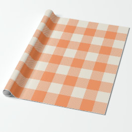 Unique & Chic Pale Orange & Cream Buffalo Plaid Cadeaupapier