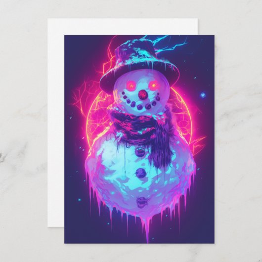 Unique Christmas Cards Cyberpunk Neon Feestdagenkaart (Voorkant / Achterkant)