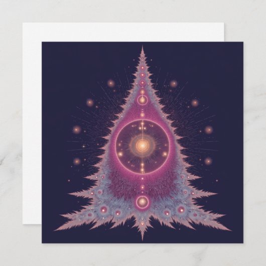 Unique Christmas Cards Pink and Purple Tree Feestdagenkaart (Voorkant / Achterkant)
