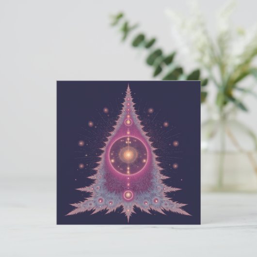 Unique Christmas Cards Pink and Purple Tree Feestdagenkaart (Staand voorkant)