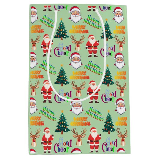 Unique Christmas Pattern Place on Medium Gift Bag Medium Cadeauzakje (Voorkant)