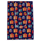 Unique Christmas Pattern Place on Medium Gift Bag Medium Cadeauzakje (Achterkant)