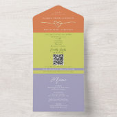 Unique Citrus Green Striped Wedding All In One Uitnodiging (Binnen)