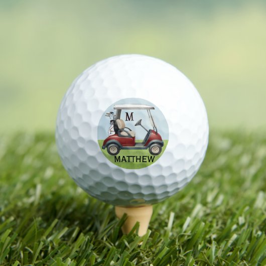 Unique Classy Custom Red Cart Monogram Name Golfballen (Insitu Shirt)