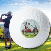 Unique Classy Custom Red Cart Monogram Name Golfballen