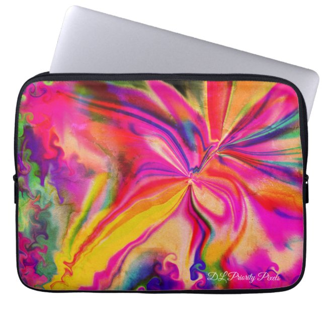 Unique Colorful Abstract Marble Liquified  Laptop Sleeve (Voorkant)