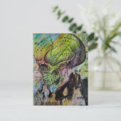 Unique colorful skull bones mixed media briefkaart (Staand voorkant)