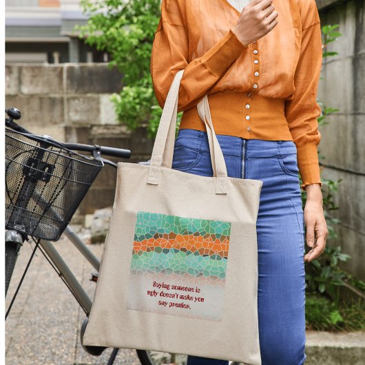 Unique Colorful Triangle Pattern & Quotes Tote Bag