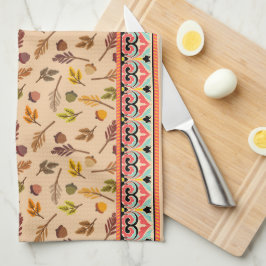 Unique combination autumn pattern Indien frame Theedoek