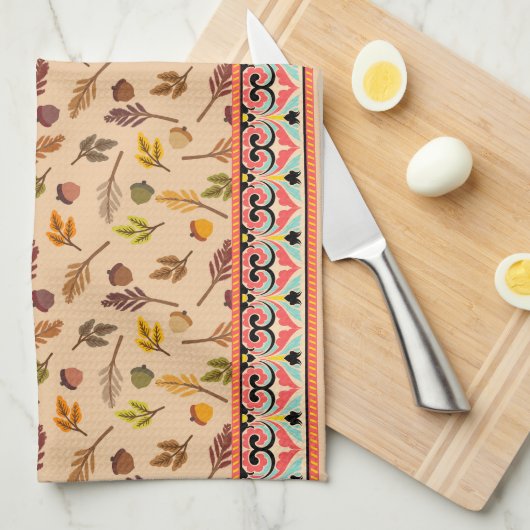 Unique combination autumn pattern Indien frame Theedoek (Quarter Fold)