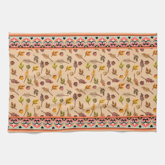 Unique combination autumn pattern Indien frame Theedoek (Horizontaal)