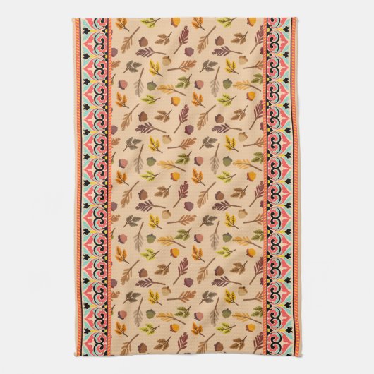 Unique combination autumn pattern Indien frame Theedoek (Verticaal)