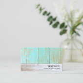 Unique Country Rustic Reclaimed Turquoise Wood Visitekaartje (Staand voorkant)