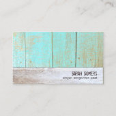 Unique Country Rustic Reclaimed Turquoise Wood Visitekaartje (Voorkant)