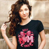 Unique Cure Blush Pink Coquette Bow Best Mom Ever T-shirt