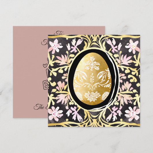 Unique Custom Easter Egg Floral Frame Celebration Feestdagenkaart (Voorkant / Achterkant)