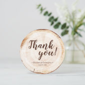 Unique Custom Rustic Wood Slice Wedding Photo Kaart (Staand voorkant)