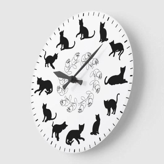 Unique Cute Black Cat Silhouettes Themed Grote Klok (Hoek)
