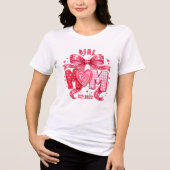 Unique Cute Blush Pink Coquette Bow Girl Mom Tri-Blend Shirt (Voorkant)