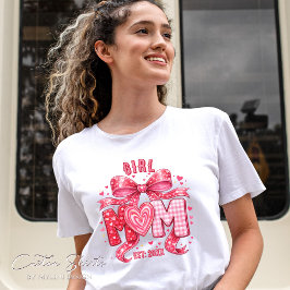 Unique Cute Blush Pink Coquette Bow Girl Mom Tri-Blend Shirt